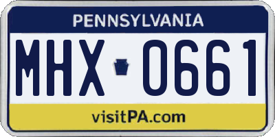PA license plate MHX0661