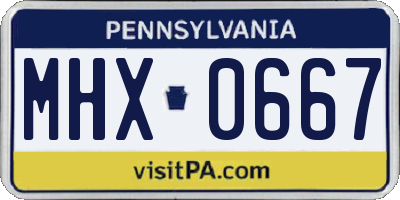 PA license plate MHX0667