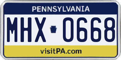 PA license plate MHX0668