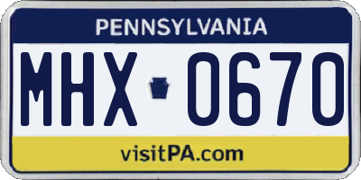 PA license plate MHX0670