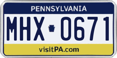 PA license plate MHX0671