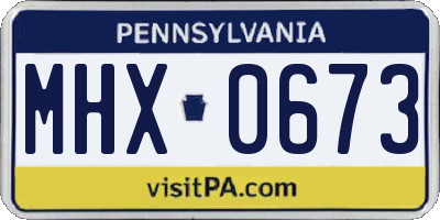 PA license plate MHX0673