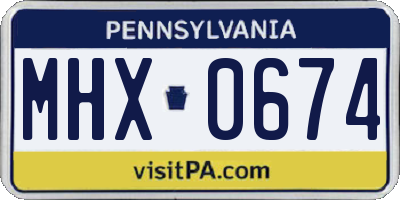 PA license plate MHX0674