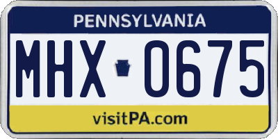 PA license plate MHX0675