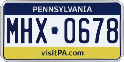 PA license plate MHX0678