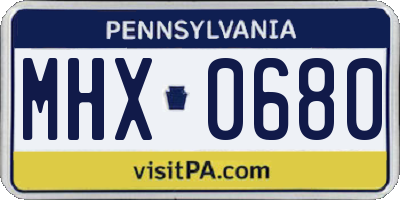 PA license plate MHX0680