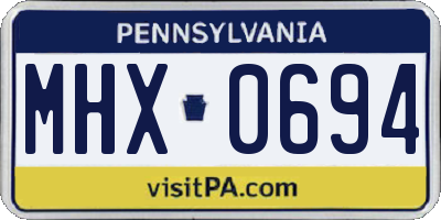 PA license plate MHX0694