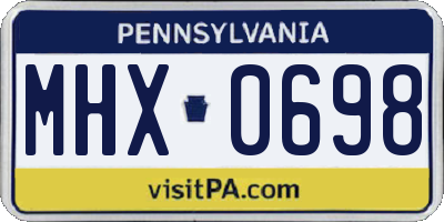 PA license plate MHX0698