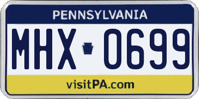 PA license plate MHX0699