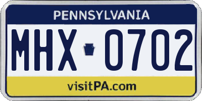 PA license plate MHX0702