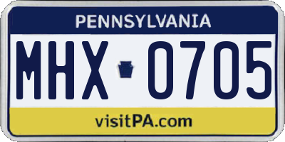 PA license plate MHX0705