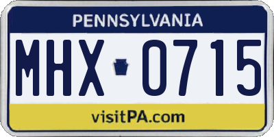 PA license plate MHX0715