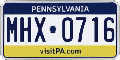 PA license plate MHX0716