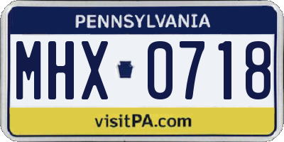 PA license plate MHX0718