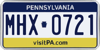 PA license plate MHX0721
