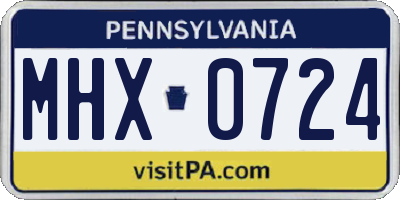 PA license plate MHX0724