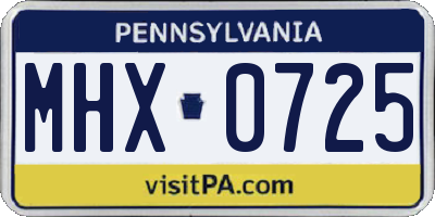 PA license plate MHX0725
