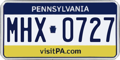 PA license plate MHX0727