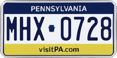 PA license plate MHX0728