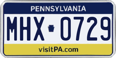 PA license plate MHX0729