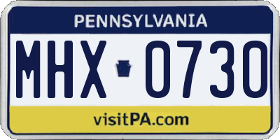 PA license plate MHX0730