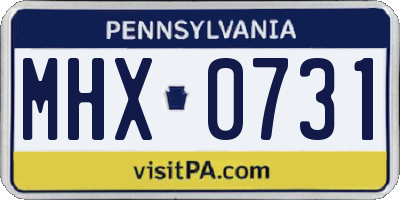 PA license plate MHX0731