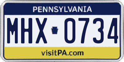 PA license plate MHX0734