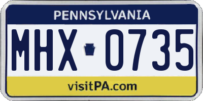 PA license plate MHX0735