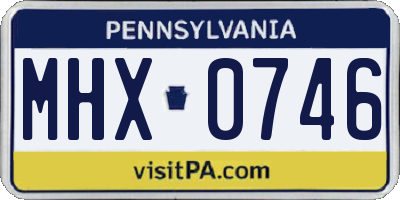 PA license plate MHX0746