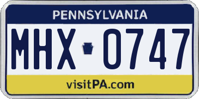 PA license plate MHX0747