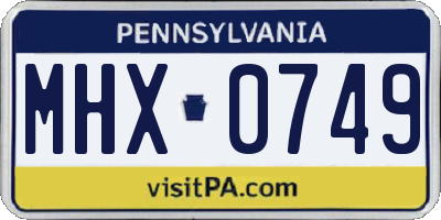 PA license plate MHX0749