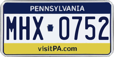PA license plate MHX0752