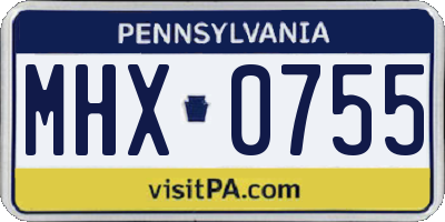 PA license plate MHX0755