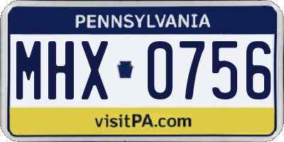 PA license plate MHX0756
