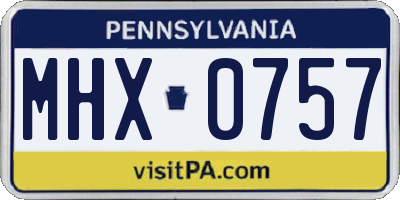 PA license plate MHX0757