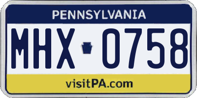 PA license plate MHX0758