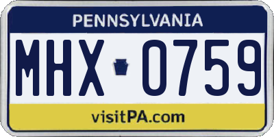 PA license plate MHX0759