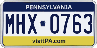 PA license plate MHX0763