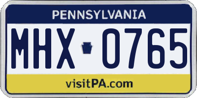 PA license plate MHX0765