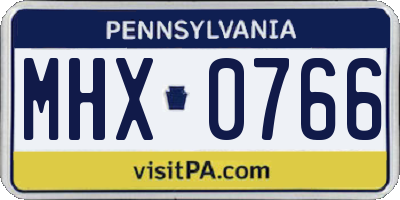PA license plate MHX0766