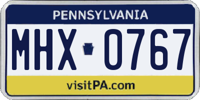 PA license plate MHX0767