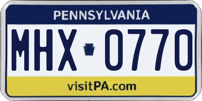 PA license plate MHX0770