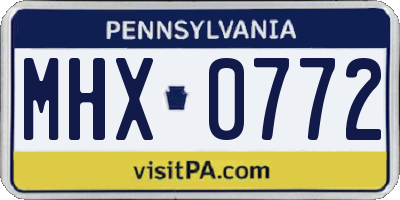 PA license plate MHX0772