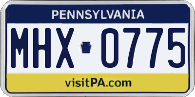 PA license plate MHX0775