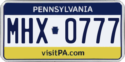 PA license plate MHX0777