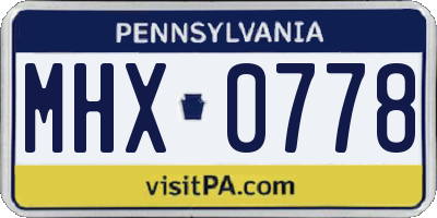 PA license plate MHX0778