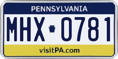 PA license plate MHX0781