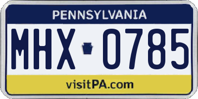 PA license plate MHX0785