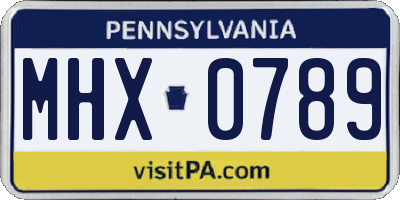 PA license plate MHX0789