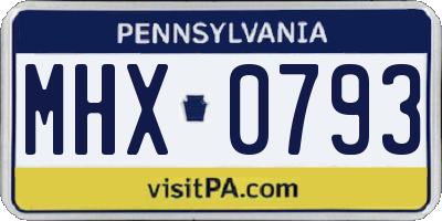 PA license plate MHX0793